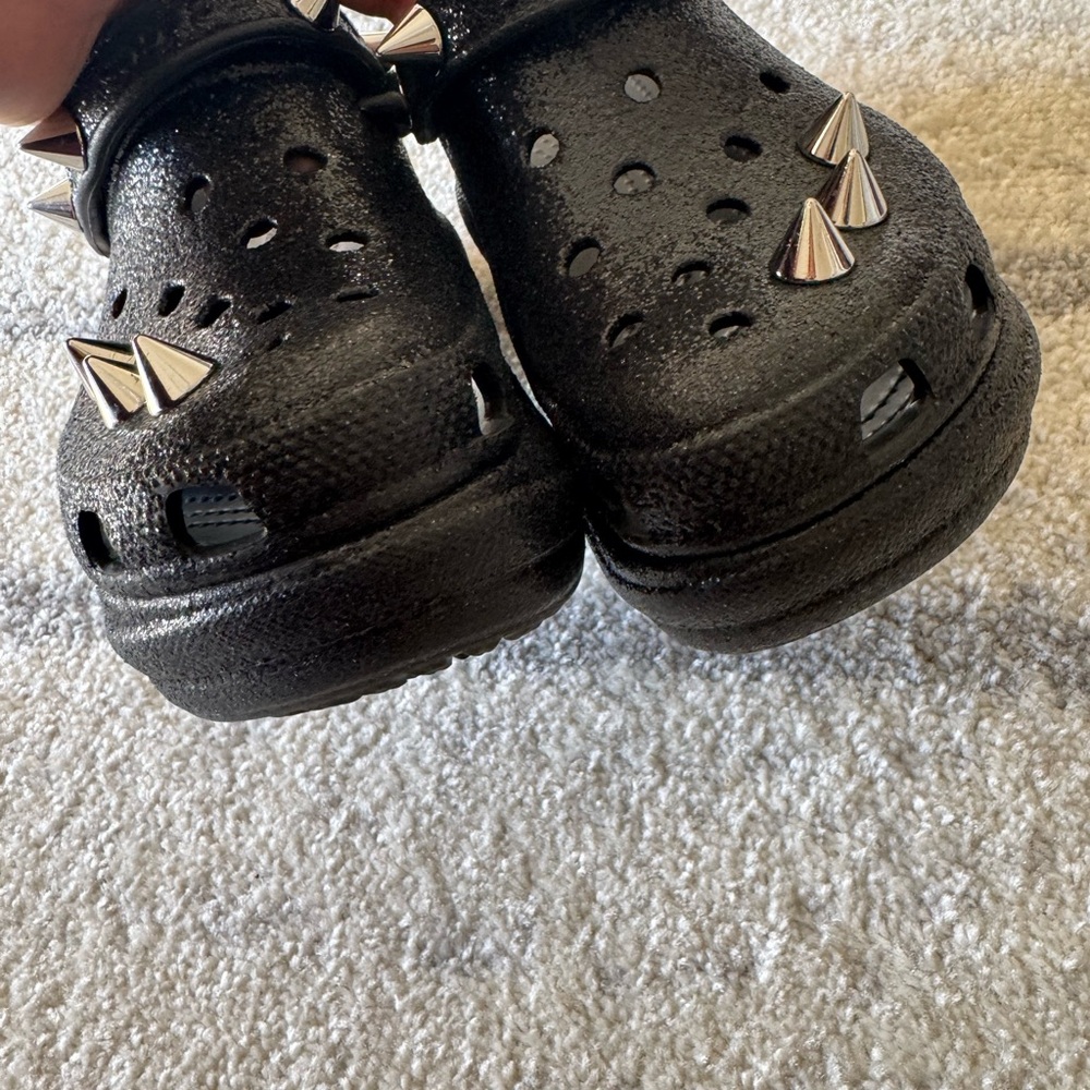 CROCS Black Slippers with Silver Studs - Picture 7 of 11